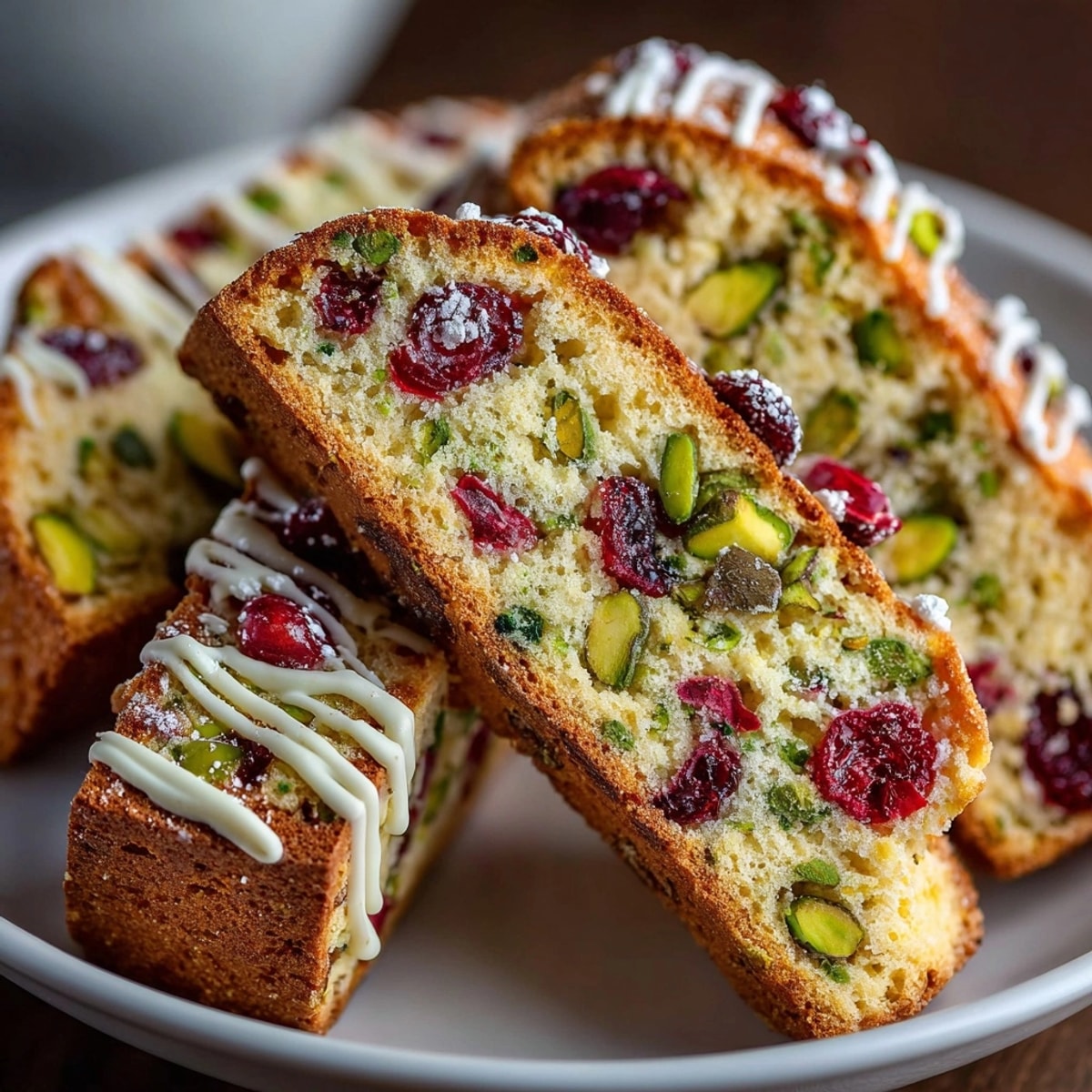 Crunchy Pistachio Cranberry Biscotti: Taste the festive flavors in this vibrant, twice-baked treat.