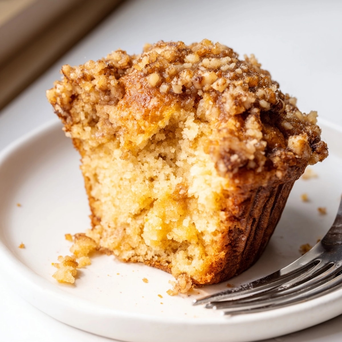 Golden Ricotta Walnut Crunch Muffins: A batch fresh from the oven, nutty and sweet.