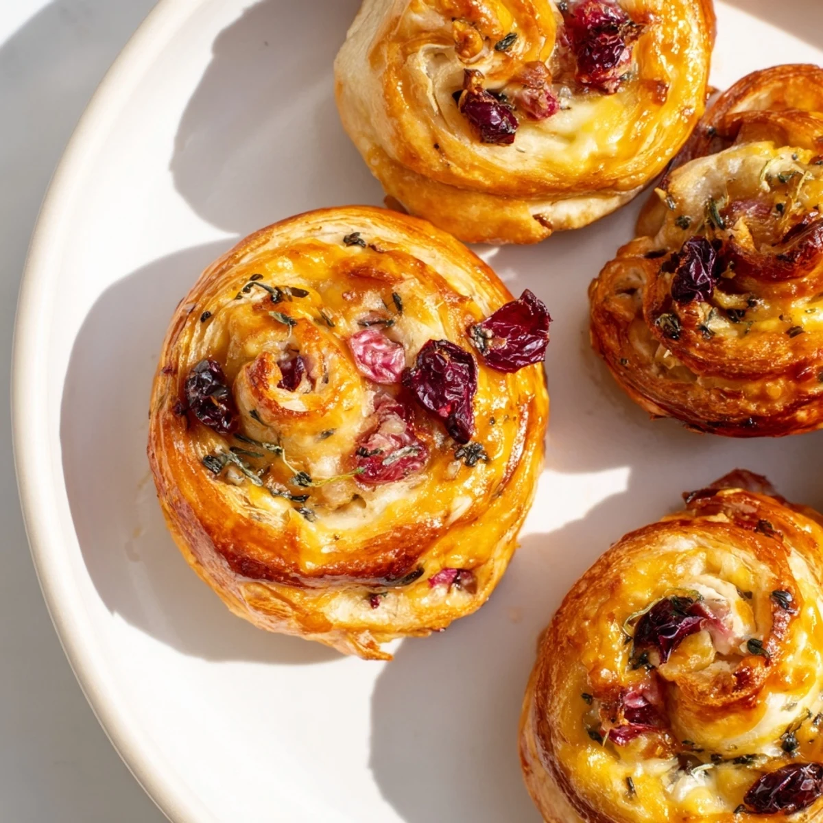 Festive Cranberry Jalapeño Cheddar Swirls, perfect for holiday appetizer spreads.