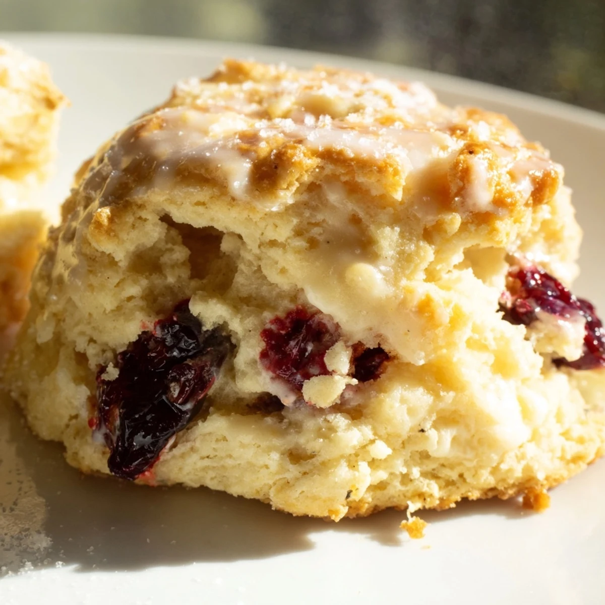 Warm Sparkling Cherry Soda Scones served with clotted cream and cherry jam.