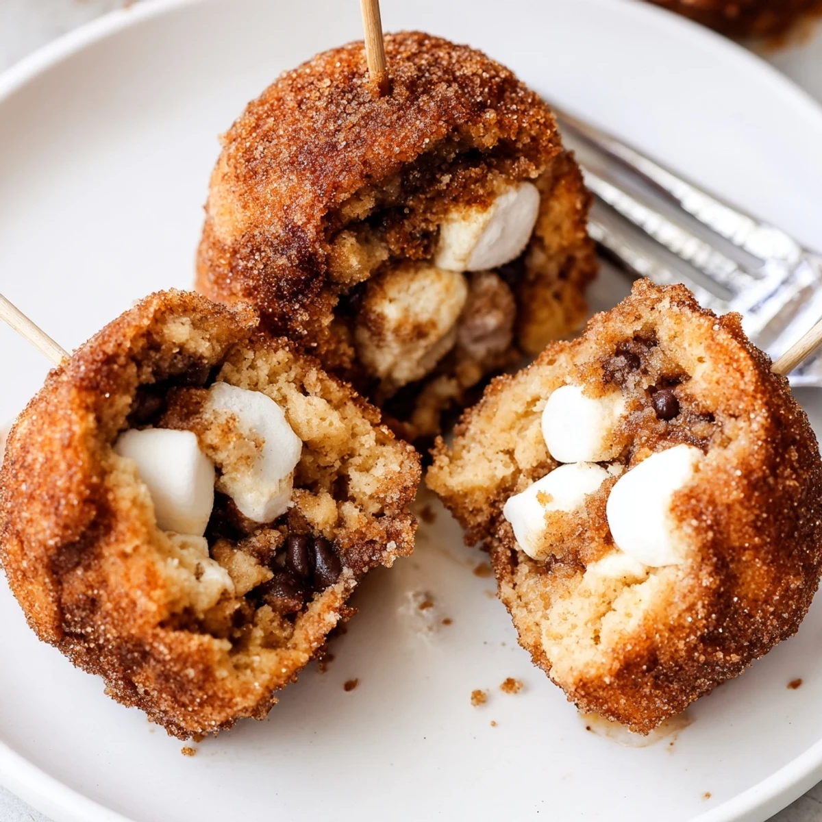 Delicious Smores Cinnamon Sugar Maple Ginger Muffin Pops with gooey marshmallows and chocolate.  