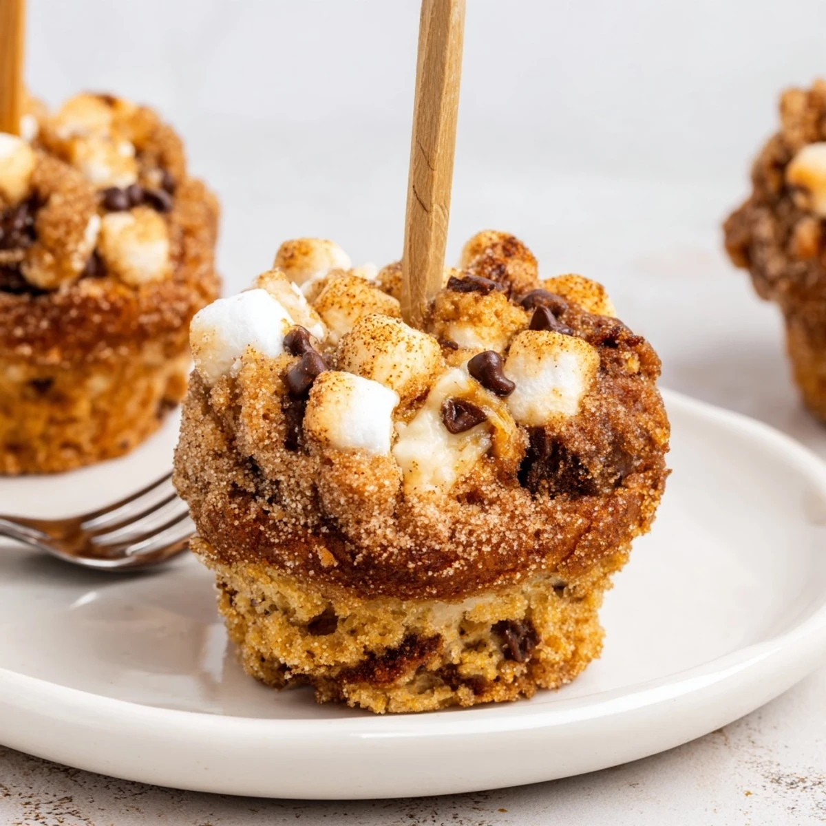 Warmly spiced Smores Cinnamon Sugar Maple Ginger Muffin Pops coated in crunchy cinnamon sugar.  