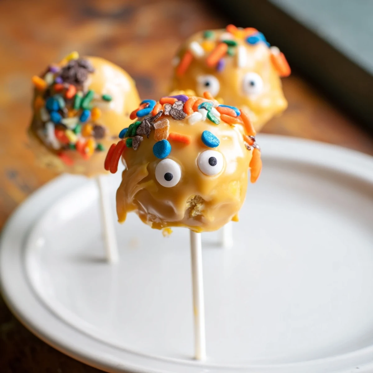 Savory-sweet Cheesy Jalapeño Sweet Tea Monster Cake Pops, perfect for festive gatherings.