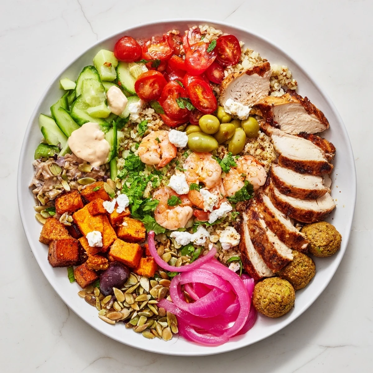 A colorful spread of Interactive Plated Meals showcasing vibrant bowls and boards. 