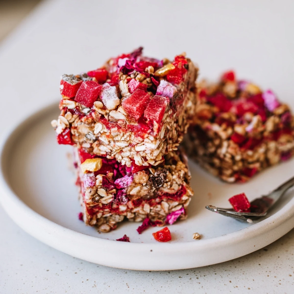 Colorful DIY snack bars topped with chewy homemade gummies and freeze-dried candy.  