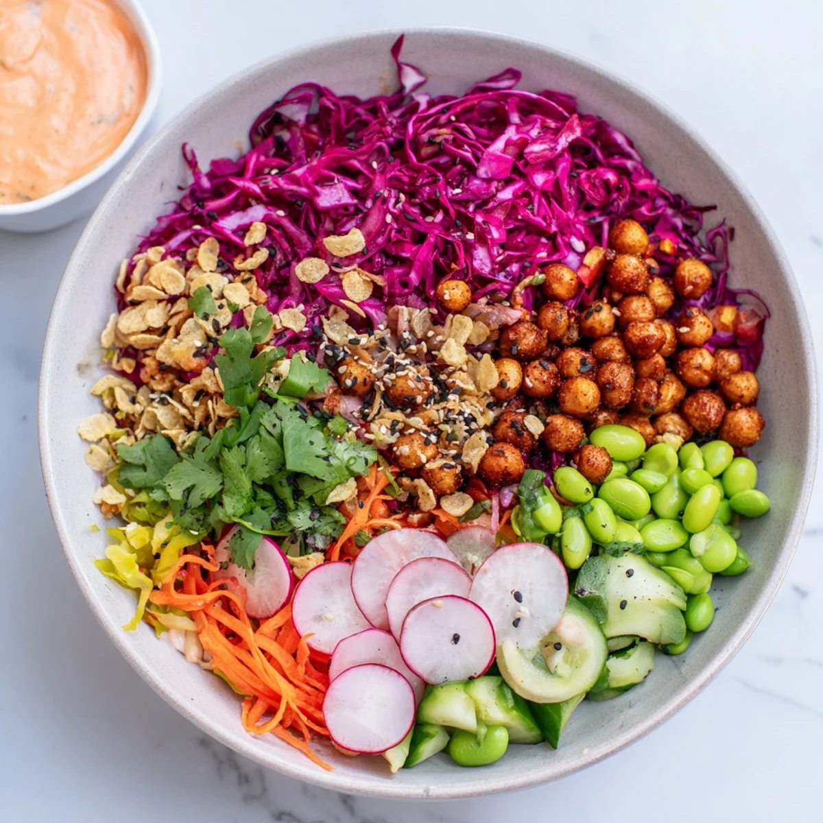 Colorful ASMR Crunch Snack Bowls with vibrant veggies and crispy toppings ready to enjoy.  
