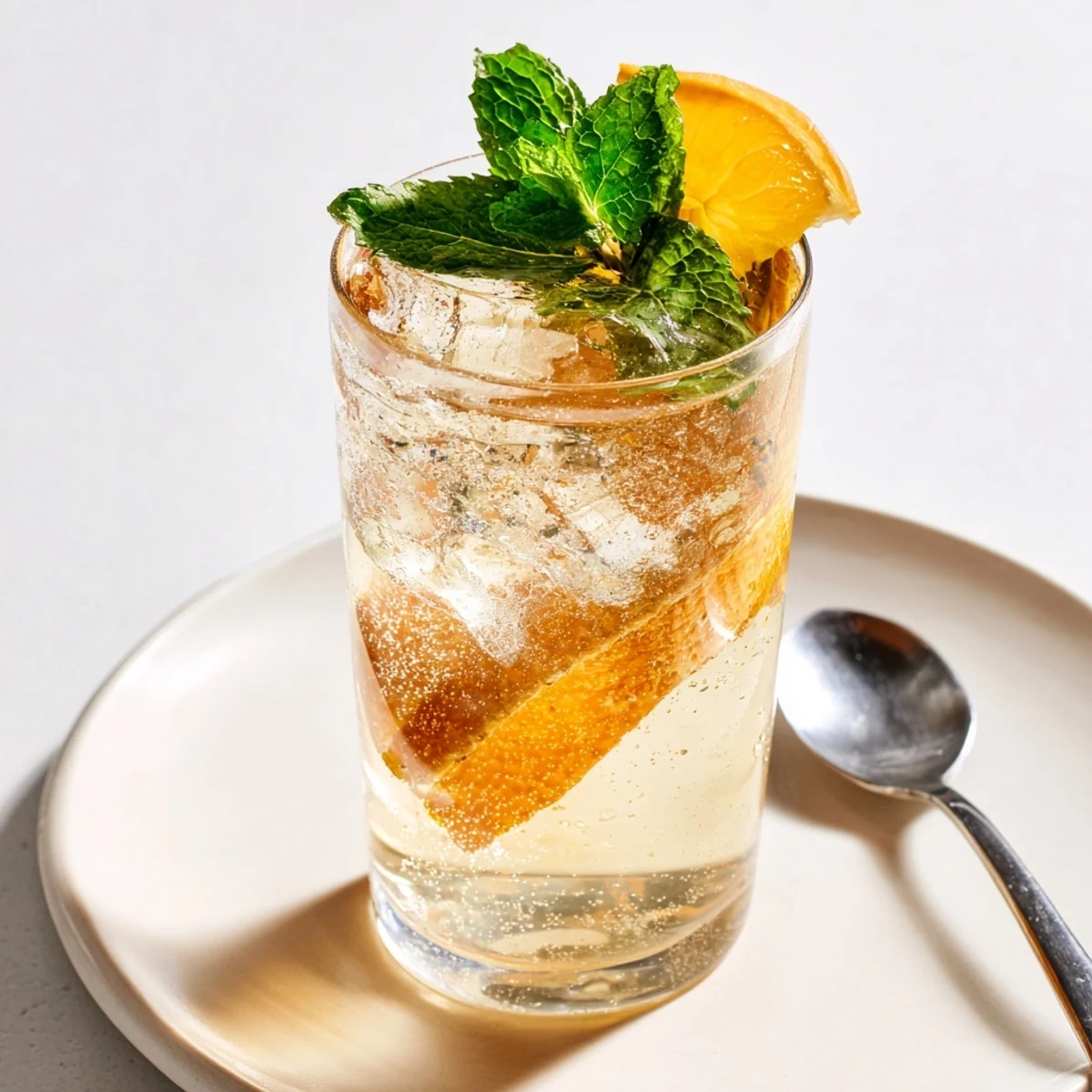 Vibrant probiotic soda mocktail featuring fresh citrus and mint, perfect for summer refreshment.  