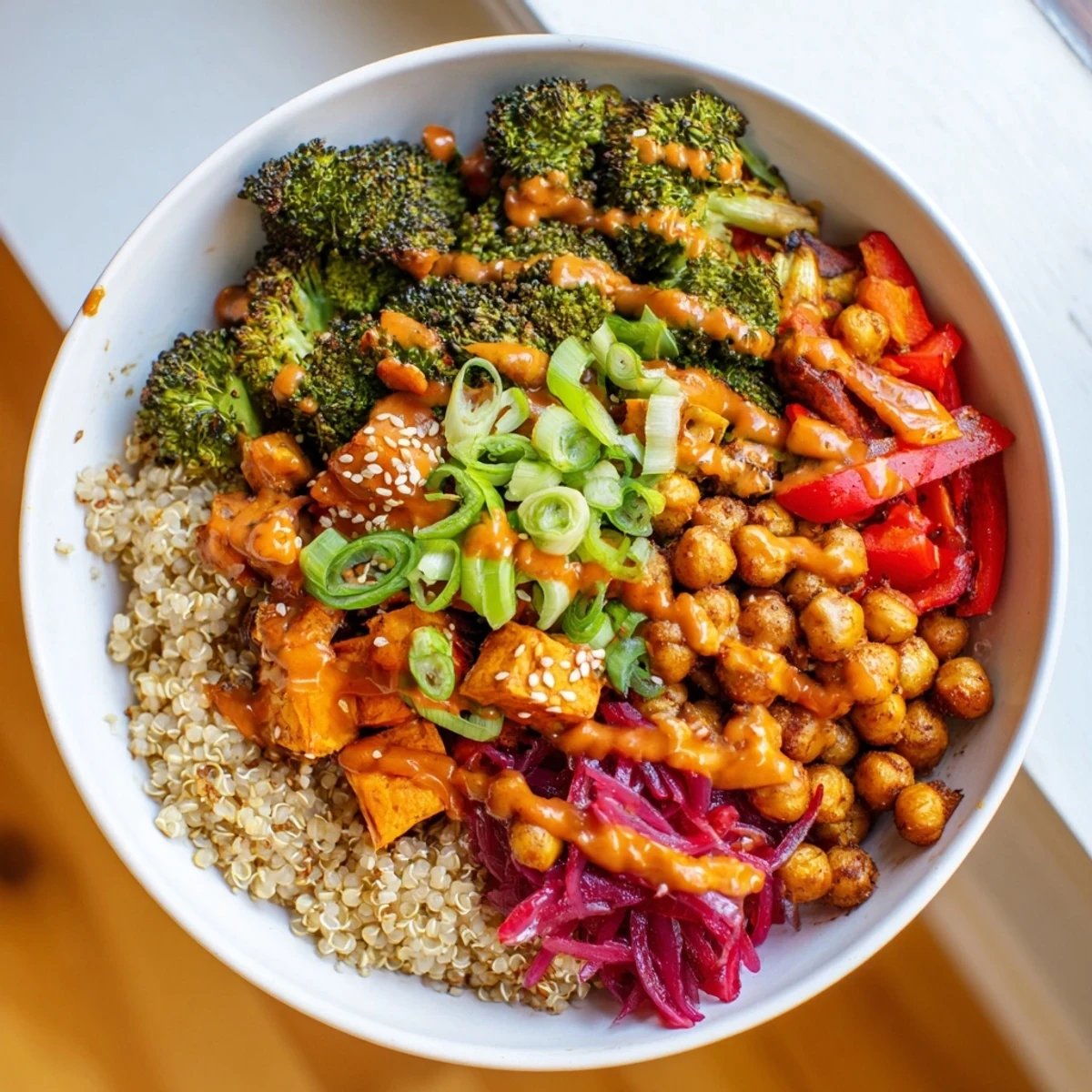 Vibrant Bold Sauce Drizzle Bowls topped with roasted veggies and scrumptious sauce drizzles.  