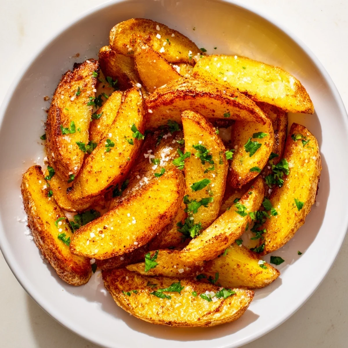 A close-up of perfectly cooked 15-minute microwave crispy potatoes, ready to be enjoyed with seasonings.