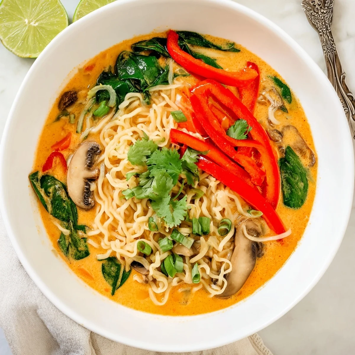 Steaming Curry Coconut Ramen: a comforting bowl of noodles and vegetables in creamy broth.