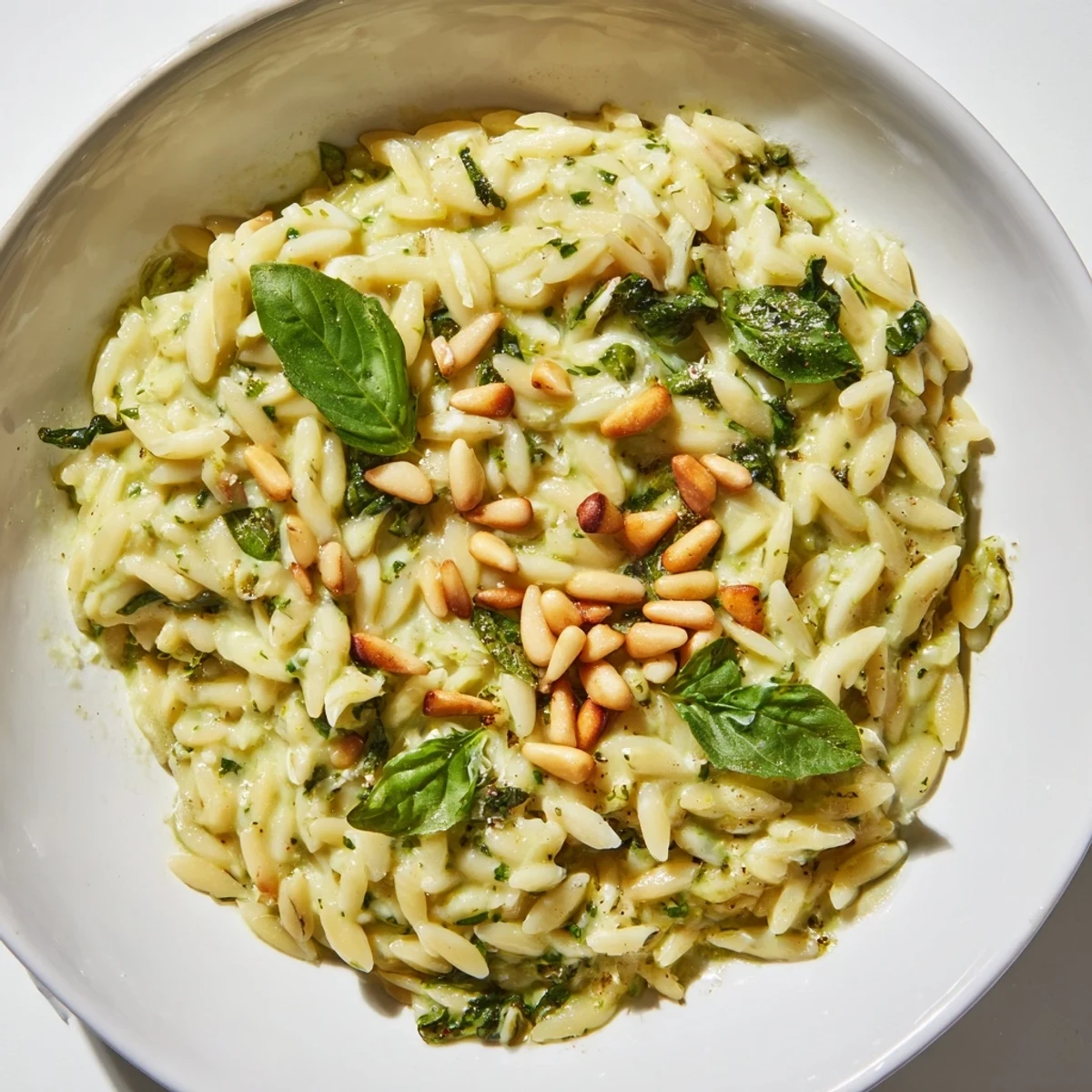 Creamy pesto risoni, a vibrant and comforting pasta dish, ready in just 15 minutes!
