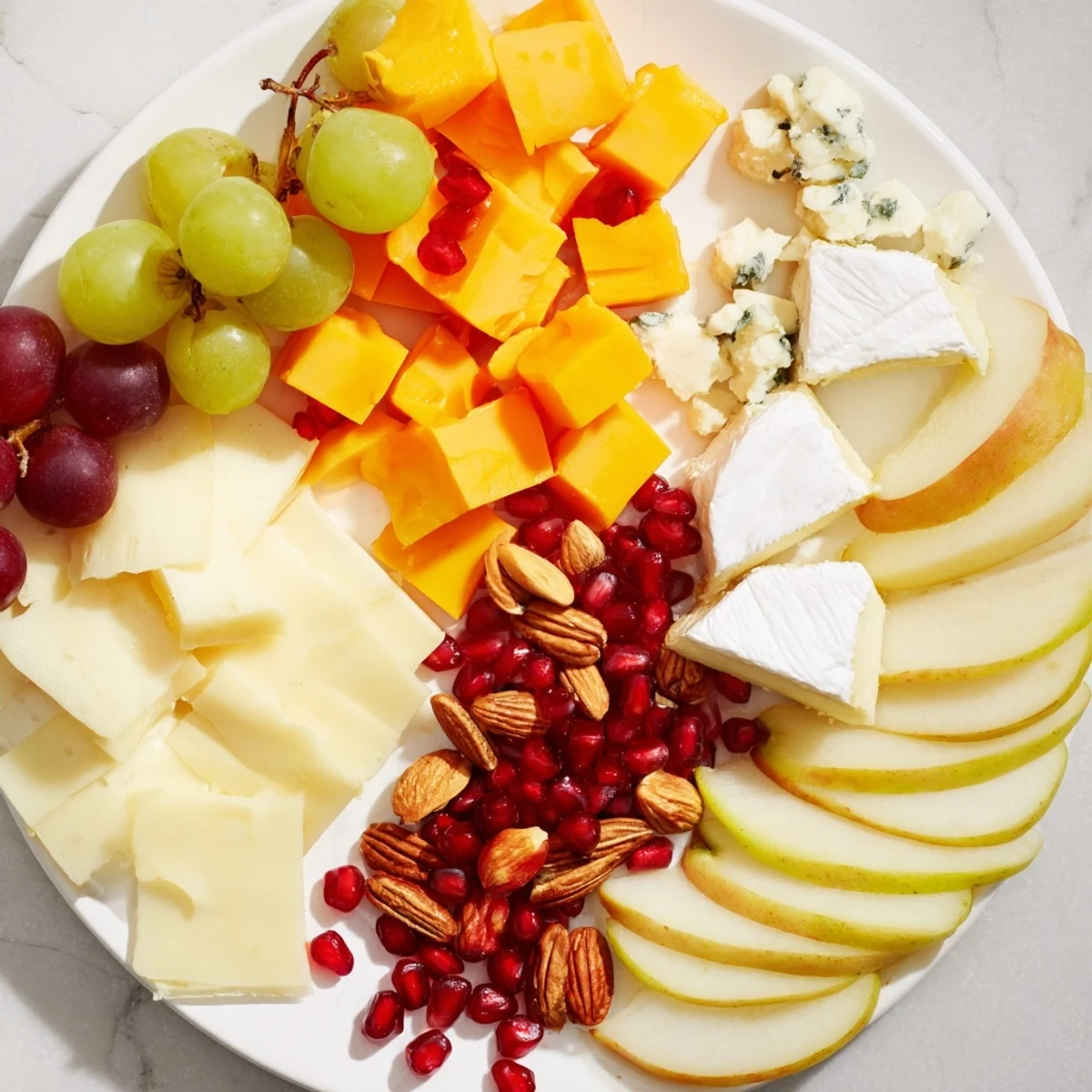 Winter Wonderland Grazing Tray: A stunning board overflowing with cheeses, fruits, and meats, ready for your guests.