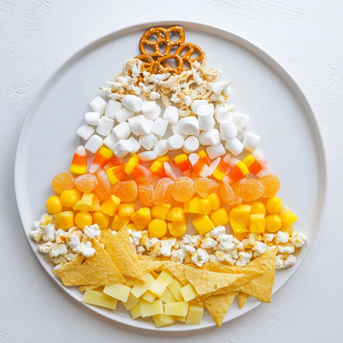Vibrant Candy Corn Spooky Board filled with colorful Halloween treats, sweet and savory delights.