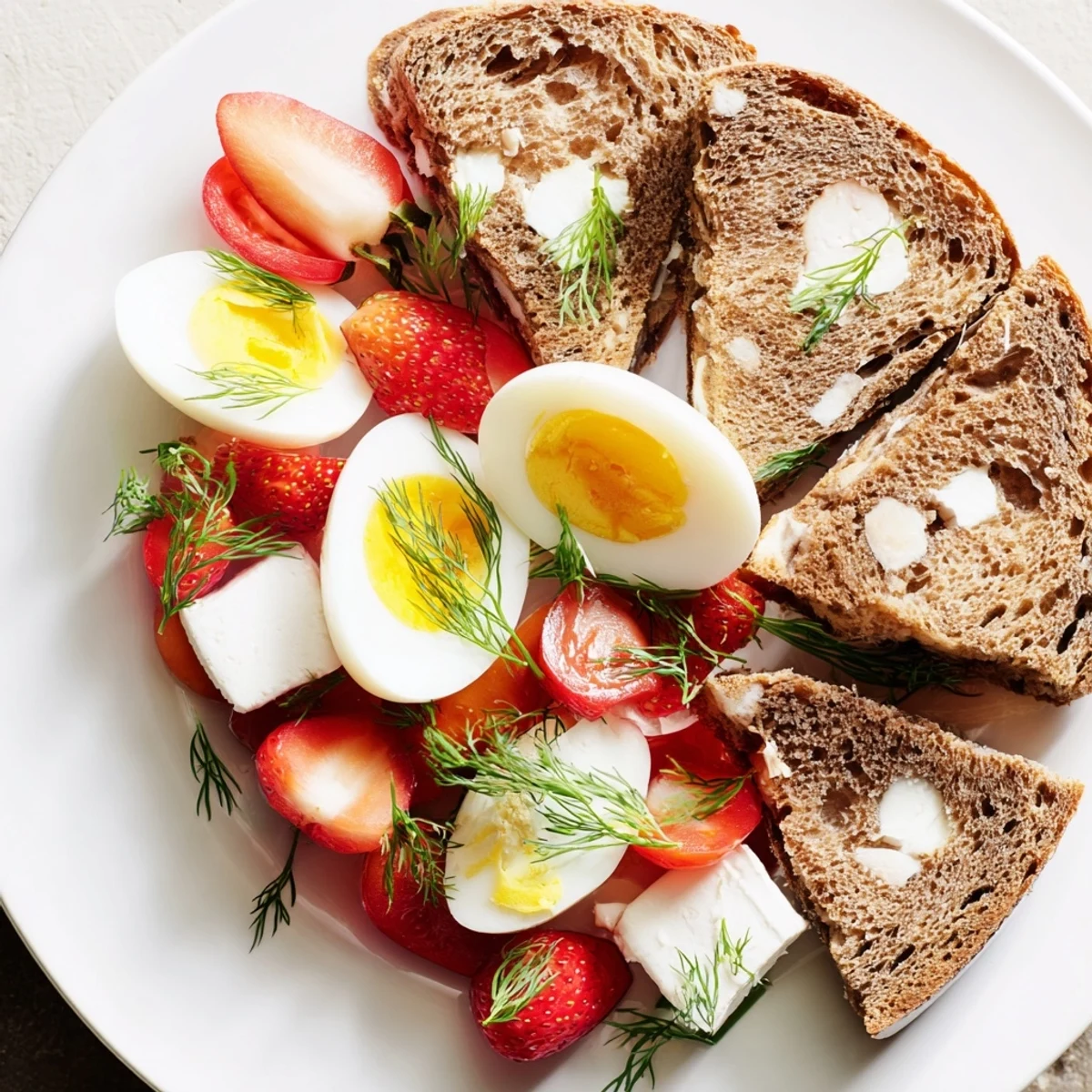 A beautifully arranged Easter Egg-cellent Brunch Board with colorful eggs and fresh, seasonal treats for sharing.