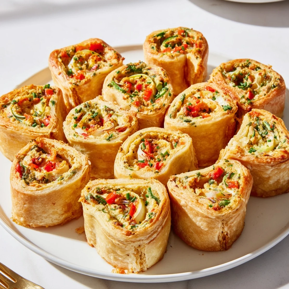 Golden, flaky Cercles dHôtes Couronne de Rouleaux, a savory French appetizer perfect for sharing.