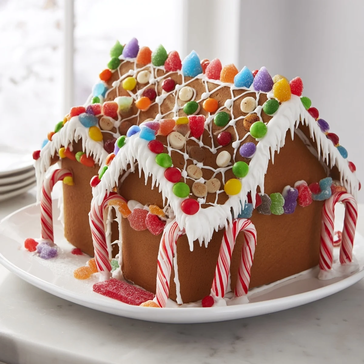 Imagine a homemade gingerbread house, ready to decorate with bright candies and edible adornments, ready!