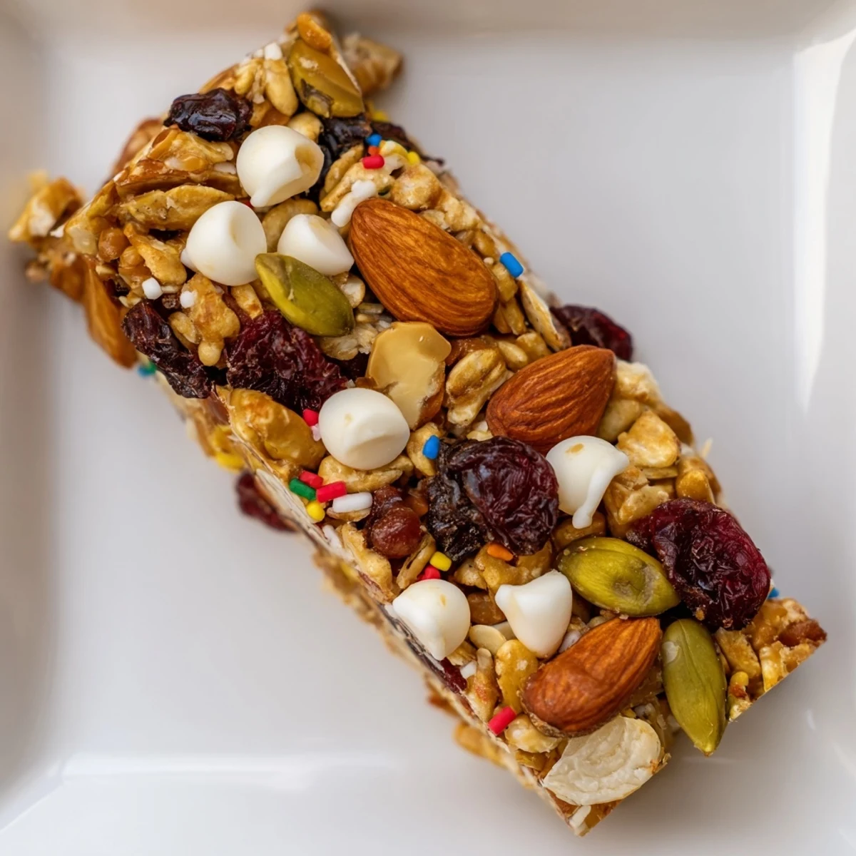 This close-up showcases a decadent Winter Wonderland Trail Mix Bar, looking perfectly portioned and inviting.