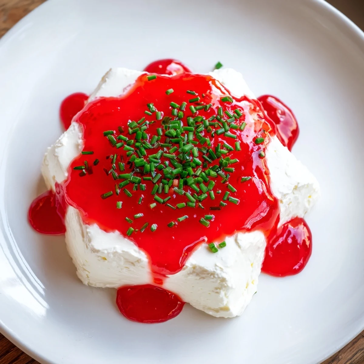 Cream cheese and pepper jelly star appetizer, a beautiful, festive party dish with vibrant red pepper jelly.