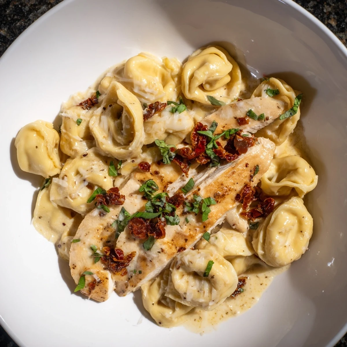 Plump cheese tortellini bathed in rich sauce with juicy chicken, the delicious Marry Me Chicken Tortellini.