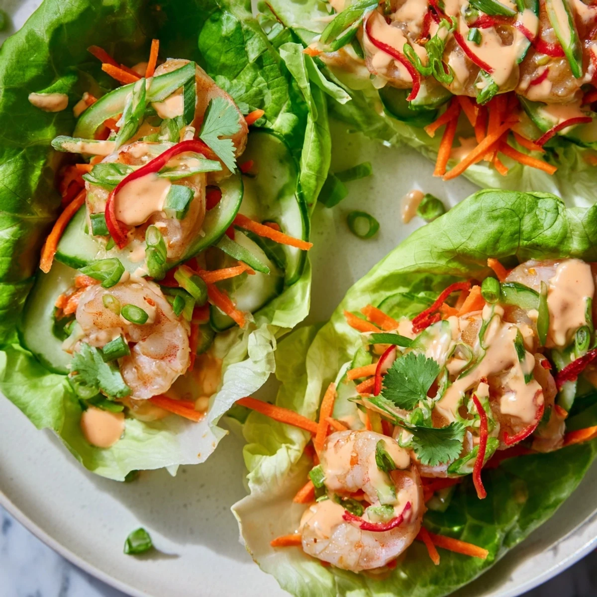 Plump, pink shrimp atop crisp lettuce leaves in these fresh and flavorful Shrimp Lettuce Cups.