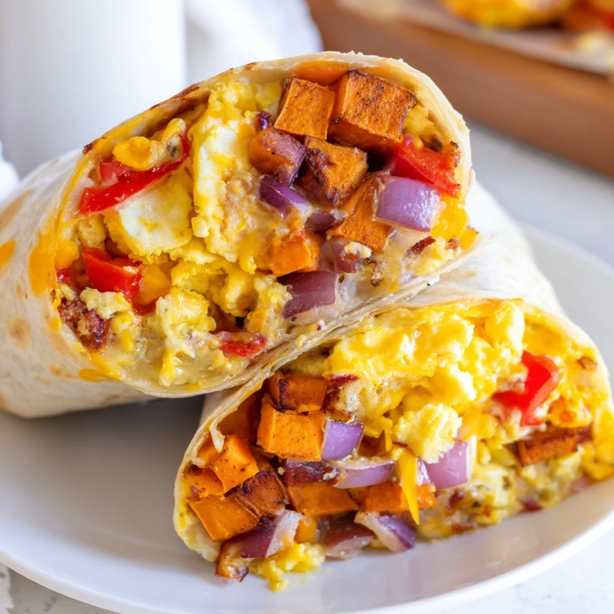 Golden, roasted sweet potatoes star in these delicious and easy breakfast burritos.