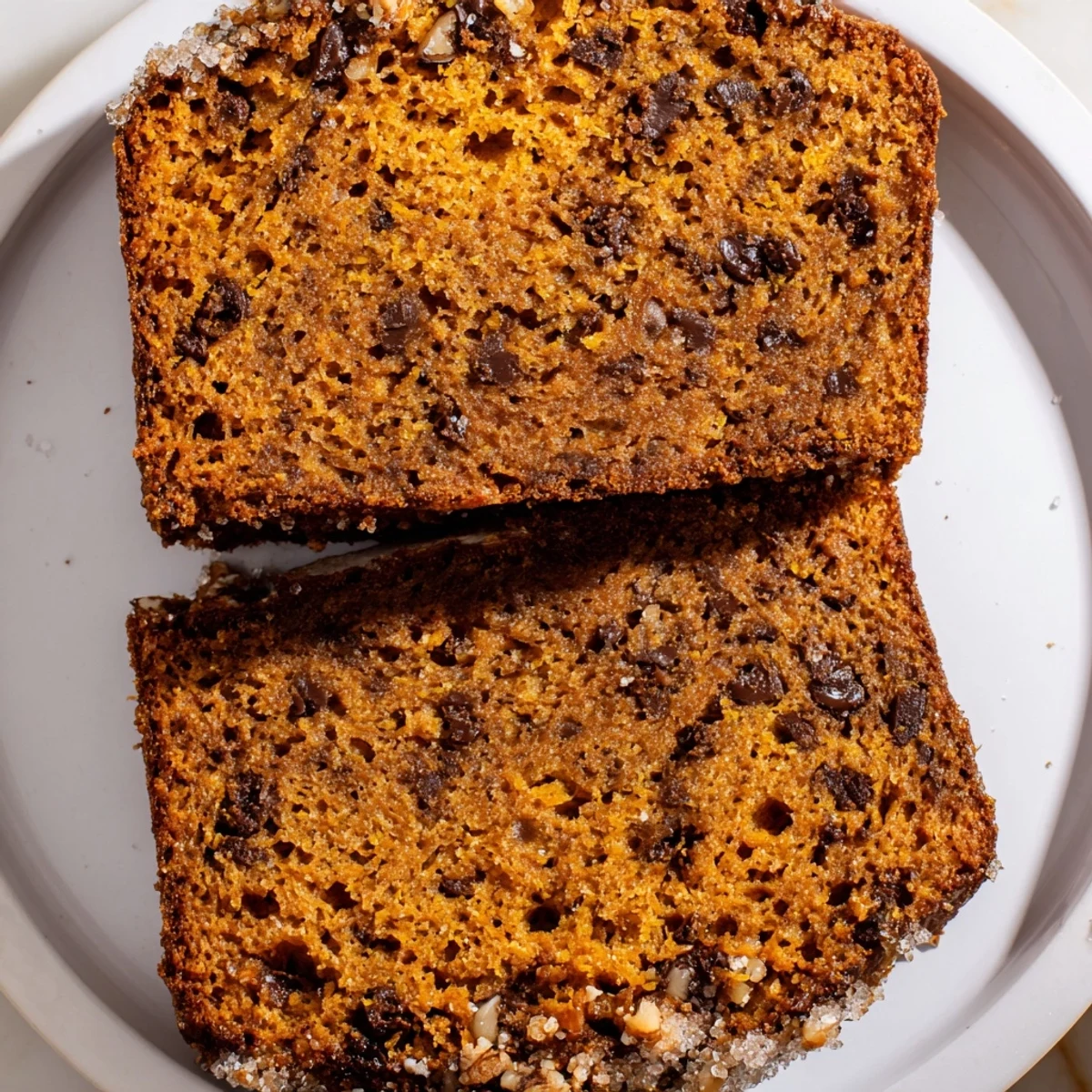 A freshly baked pumpkin bread loaf, fragrantly spiced and perfect for a delicious breakfast.