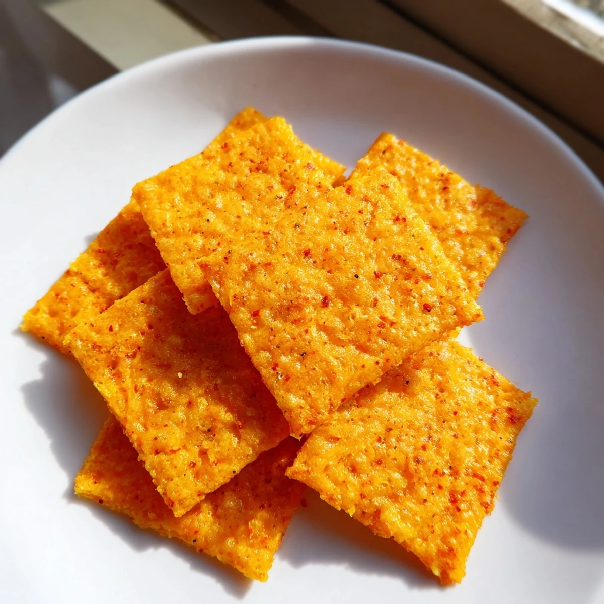 Golden brown Crispy Cheeto Cheese Crackers, freshly baked and ready to be served as the perfect snack.