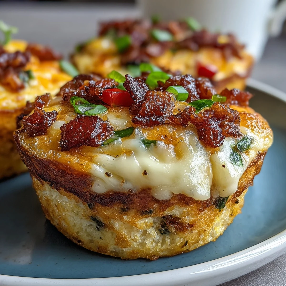 Freshly baked Breakfast Egg Muffins filled with melty cheddar, onions, and peppers, perfect for a quick handheld breakfast.