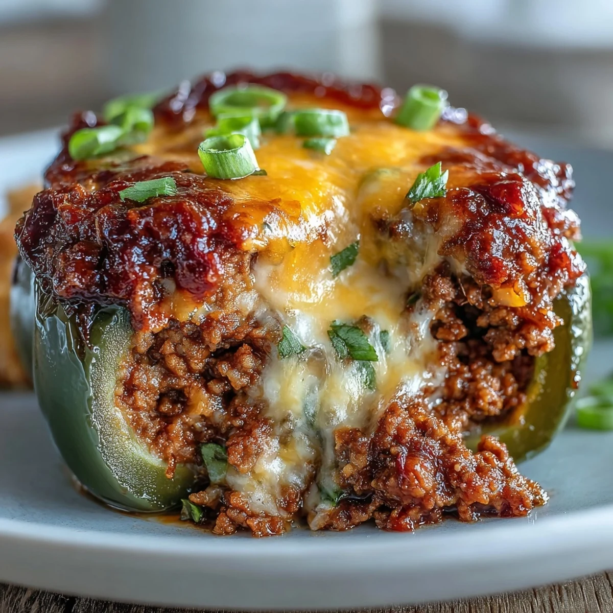 Colorful bell peppers packed with savory taco-spiced beef, baked until tender and finished with a gooey cheddar cheese melt.