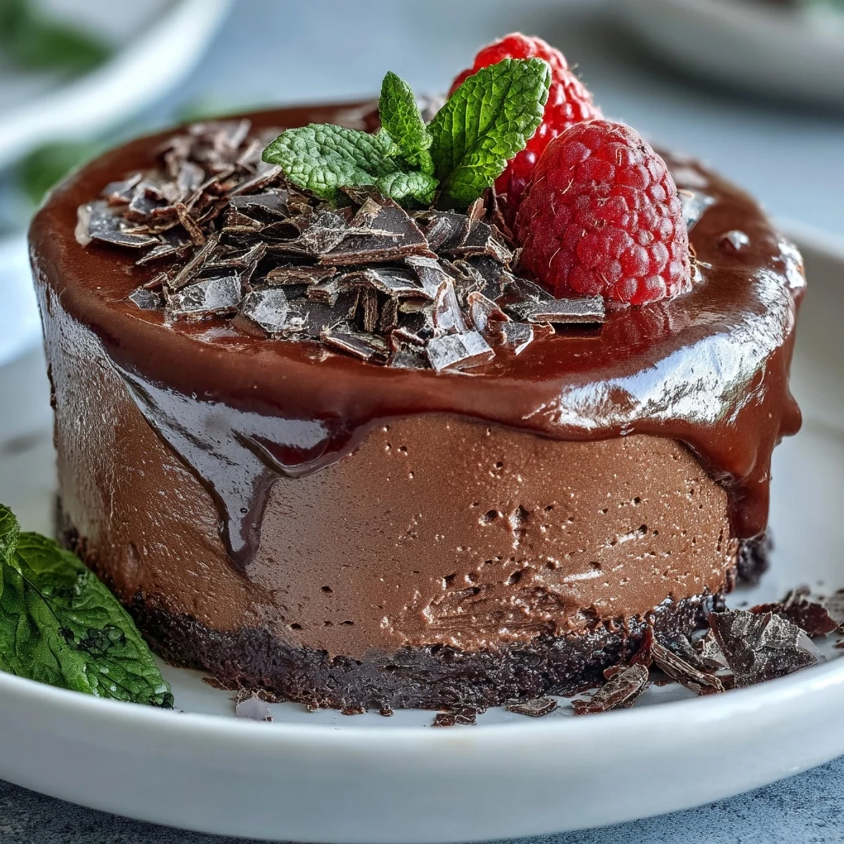 Creamy chocolate cottage cheese mousse cups served chilled, featuring a silky texture and deep cocoa flavor, perfect for healthy indulgence.