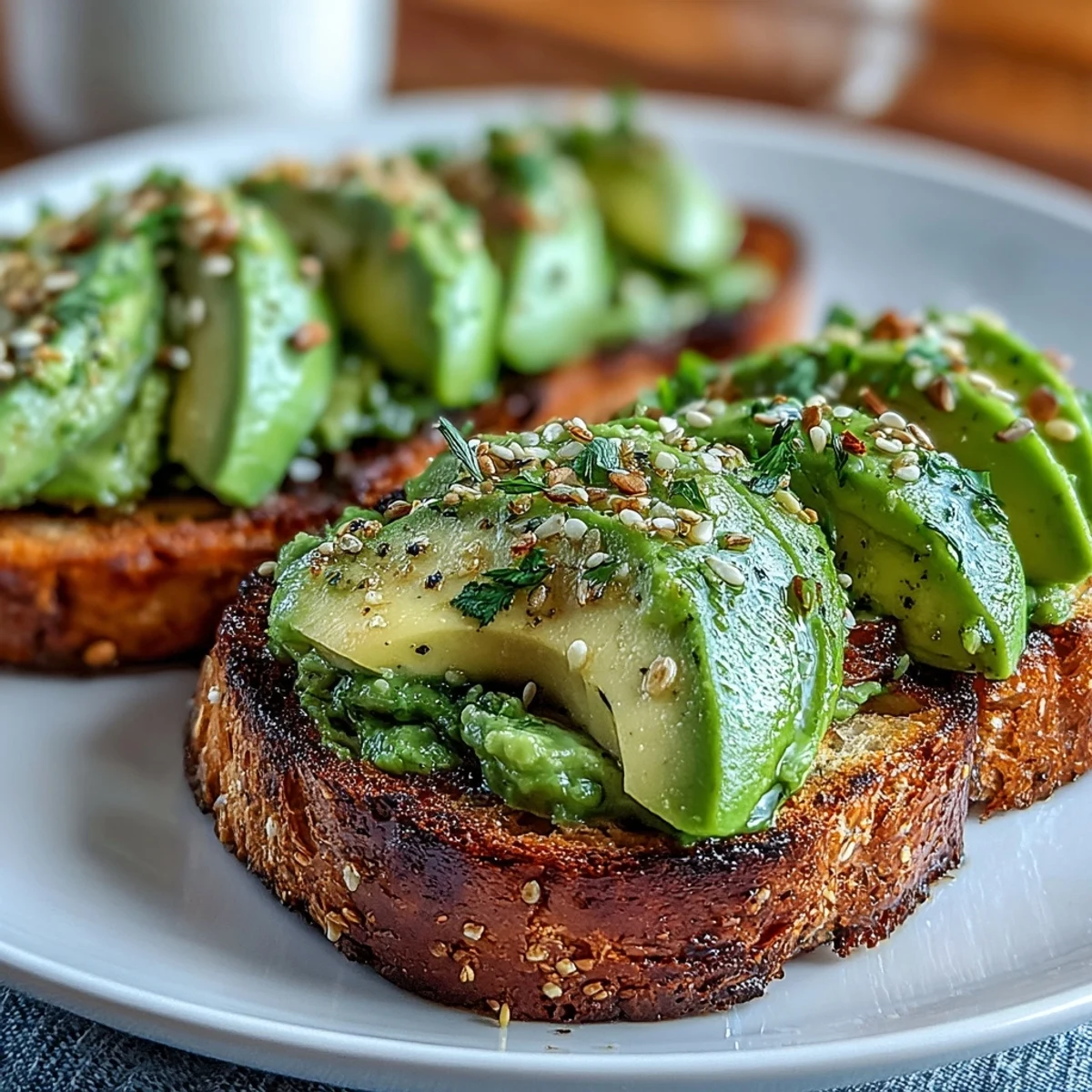 Shamrock-shaped avocado toast topped with everything bagel seasoning, served on whole grain bread for a festive breakfast.