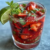 Sweet and spicy strawberry chili limeade mocktail, a refreshing non-alcoholic drink perfect for summer.