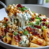 Golden street corn pasta bake fresh from the oven, ready to serve.