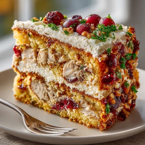 Chaos Cake Thanksgiving Turkey Disaster with Cranberry Swirls sliced on a plate, showing moist cake and vibrant cranberry ribbons.