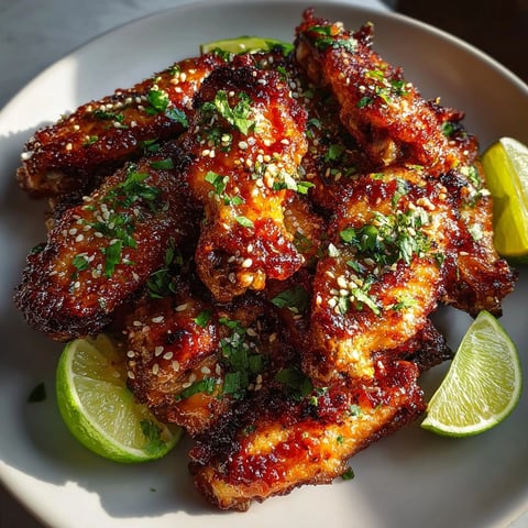 Golden, glazed Honey Sriracha Chicken Wings ready to devour, a perfect party snack.