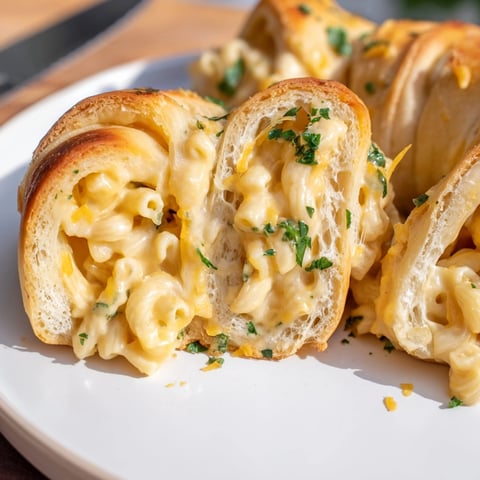 Golden Mac and Cheese Stuffed Crescent Rings, fresh from the oven, cheesy and inviting.
