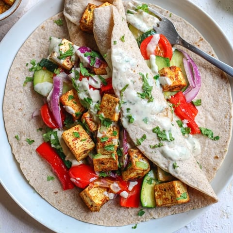 Vegan Viral Recipe re-make featuring golden roasted tofu and fresh veggies in pita.