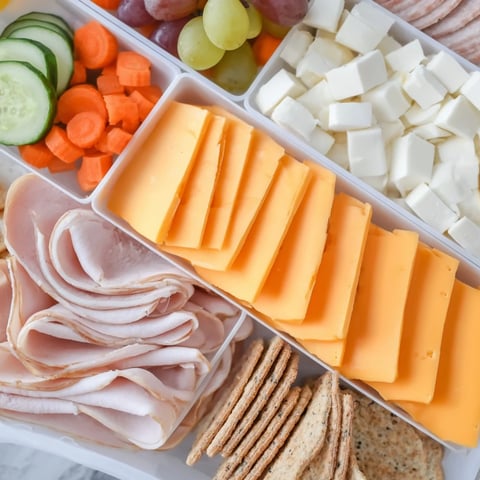 DIY Lunchables Tray overflowing with colorful lunch components, perfect for a quick and fun meal.