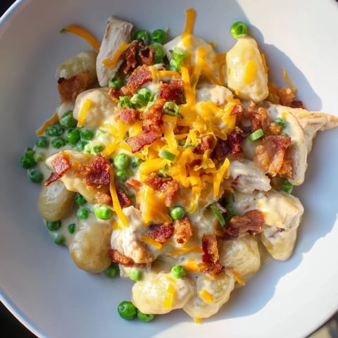 Creamy Crack Chicken Gnocchi: Golden chicken and cheesy gnocchi bathed in a luscious, savory, creamy sauce.