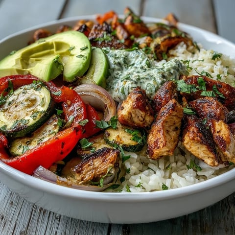 Golden-brown Sheet Pan Fajita Bowl with roasted peppers and juicy chicken over fluffy cauliflower rice.