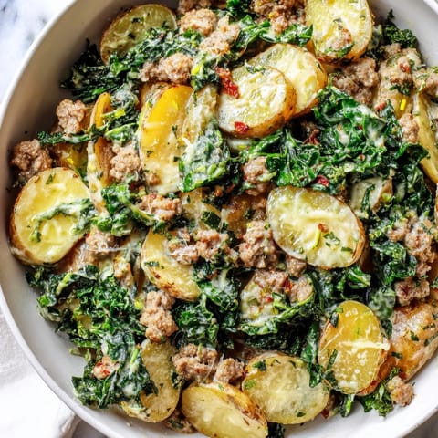 Hearty Instant Pot Pesto Zuppa Toscana, a flavorful soup ready in under 40 minutes!