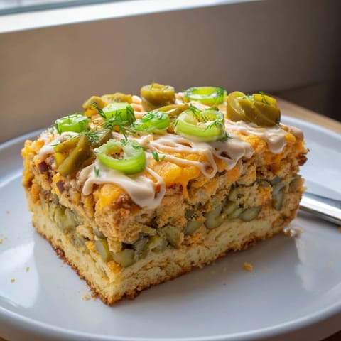 Crispy pretzel crust topped with zesty dill pickles and melted cheddar cheese bars.  