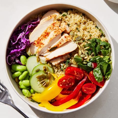 Vibrant Healthy Meal-Prep Bowls showcasing zesty dressing and nutrient-dense ingredients.  