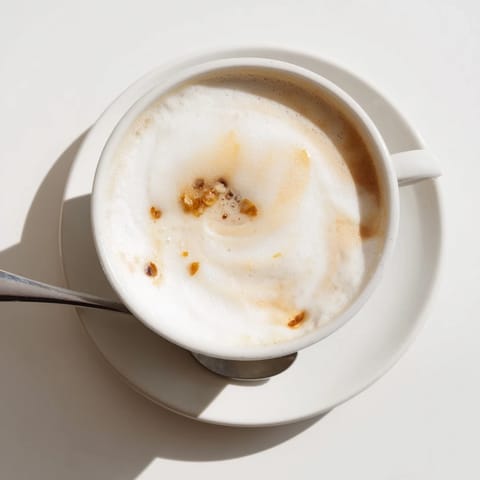 Indulge in a delicious onion latte, featuring creamy milk and rich espresso.  