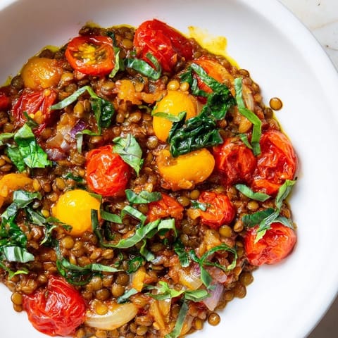 Lentil Tomato Skillet Herbs