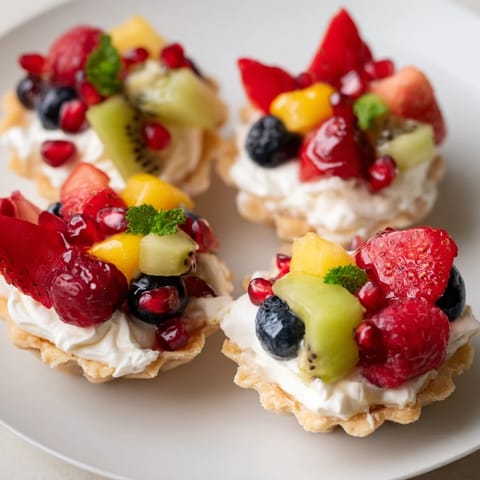 Lovely heart shaped fruit tart board, a colorful dessert with fresh berries and creamy filling.