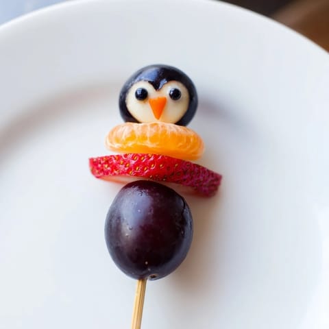 Penguin Fruit Skewer Army