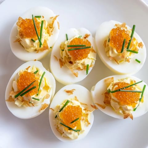 Deviled Eggs Caviar Shallots