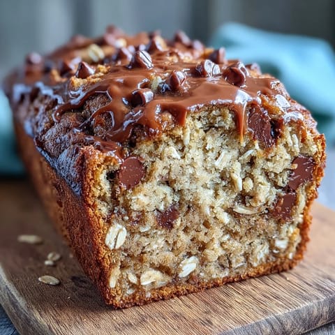 Moist, wholesome chocolate chip peanut butter oatmeal banana bread, a perfect breakfast slice.