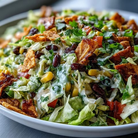 A colorful Southwestern side dish of coleslaw, black beans, corn, and bold Chili Cheese Fritos topping.